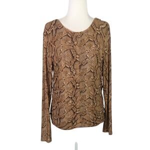Bailey 44 brown reptile snake print mesh long sleeve top M